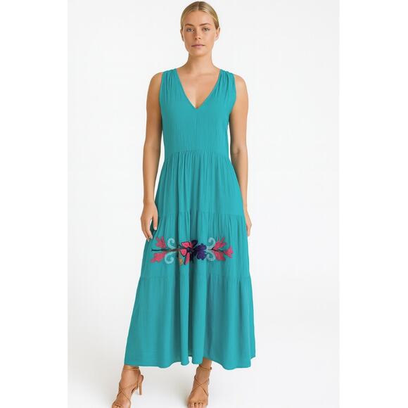 Sensi Studio Embroidered Cotton Gauze Summer Dress Small Blue NWT - Picture 1 of 11
